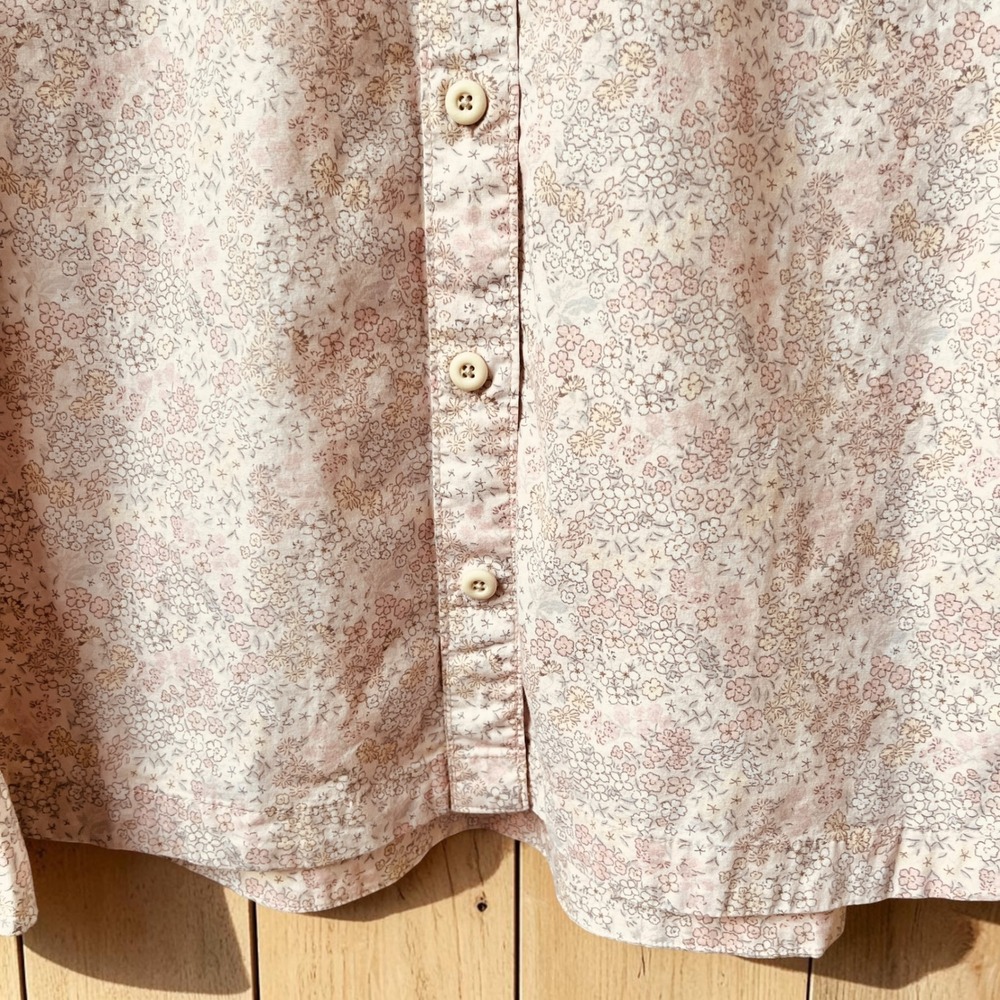 Duluth Trading Co Button Up Shirt Women's XL Dainty Floral Cream Pink Cottage - Picture 5 of 12